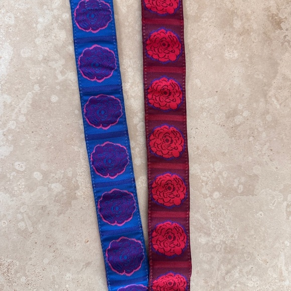 Jane Fraser of Maine O Ring Colorful Reversible Fabric Belt Floral Womens Size M - Picture 5 of 9